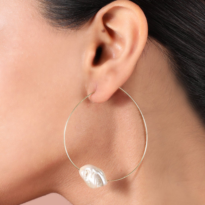 Baroque Pearl Hoop Earrings
