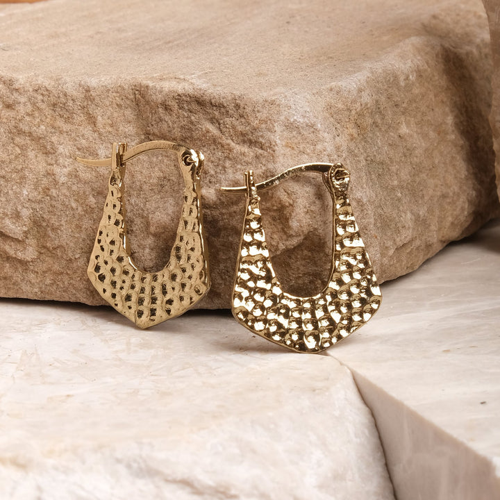 Luxe Semi-Pentagon Hoop Earrings