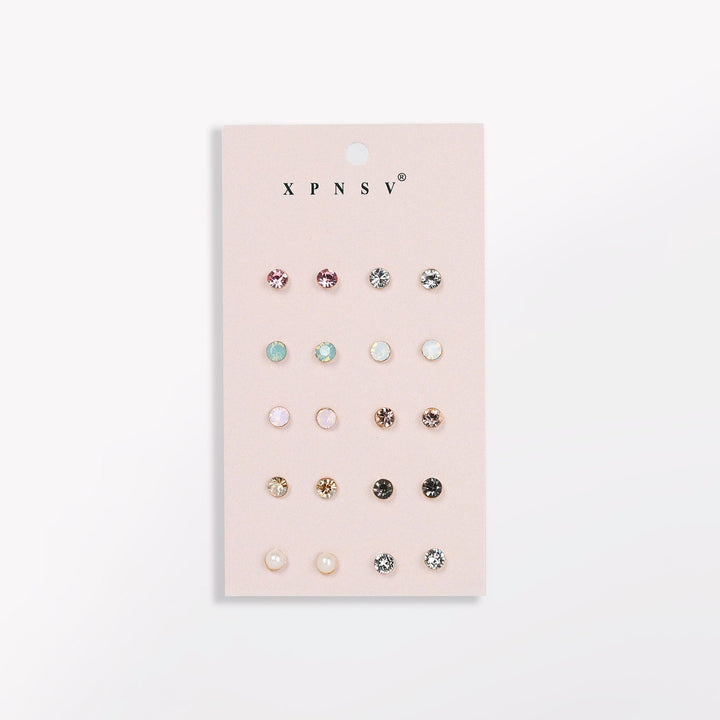 Rhine Stone Earring Stud Pack Set of 10