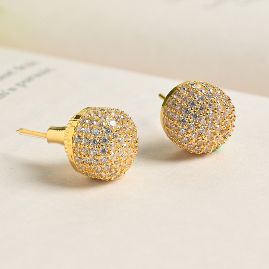 18K Gold and Silver Plated Diamond Love and Light Stud Earrings