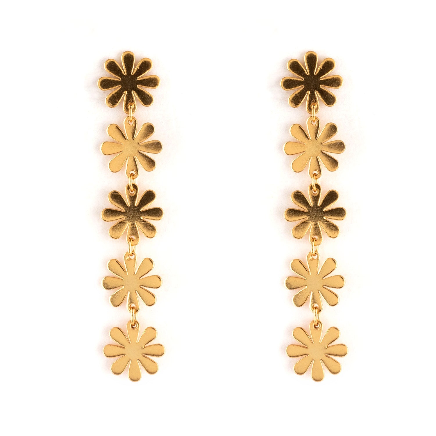 18k Gold Plated Delicate Flower String Earrings
