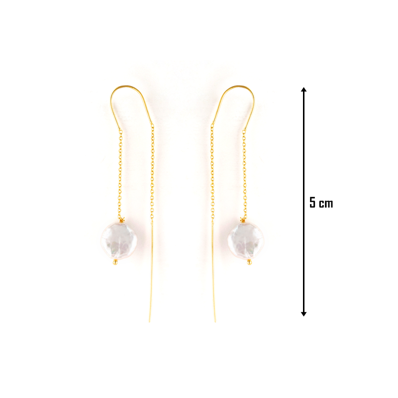 18k Gold Plated Everyday Wear Baroque Pearl Thread Earrings
