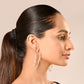 Hand Weaved Glass Crystal Pink Combination Leaf Earrings
