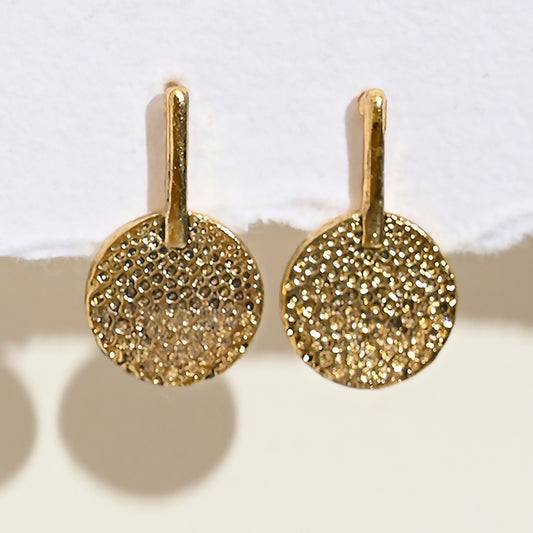 Textured Coin Disc Hoop Earrings