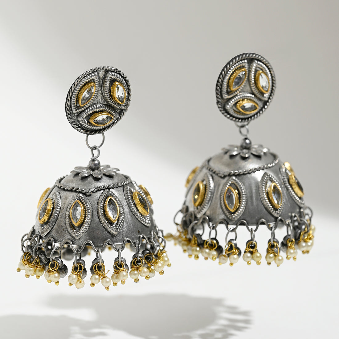 Trisha Light Weight Oxidised  Jhumka Earrings