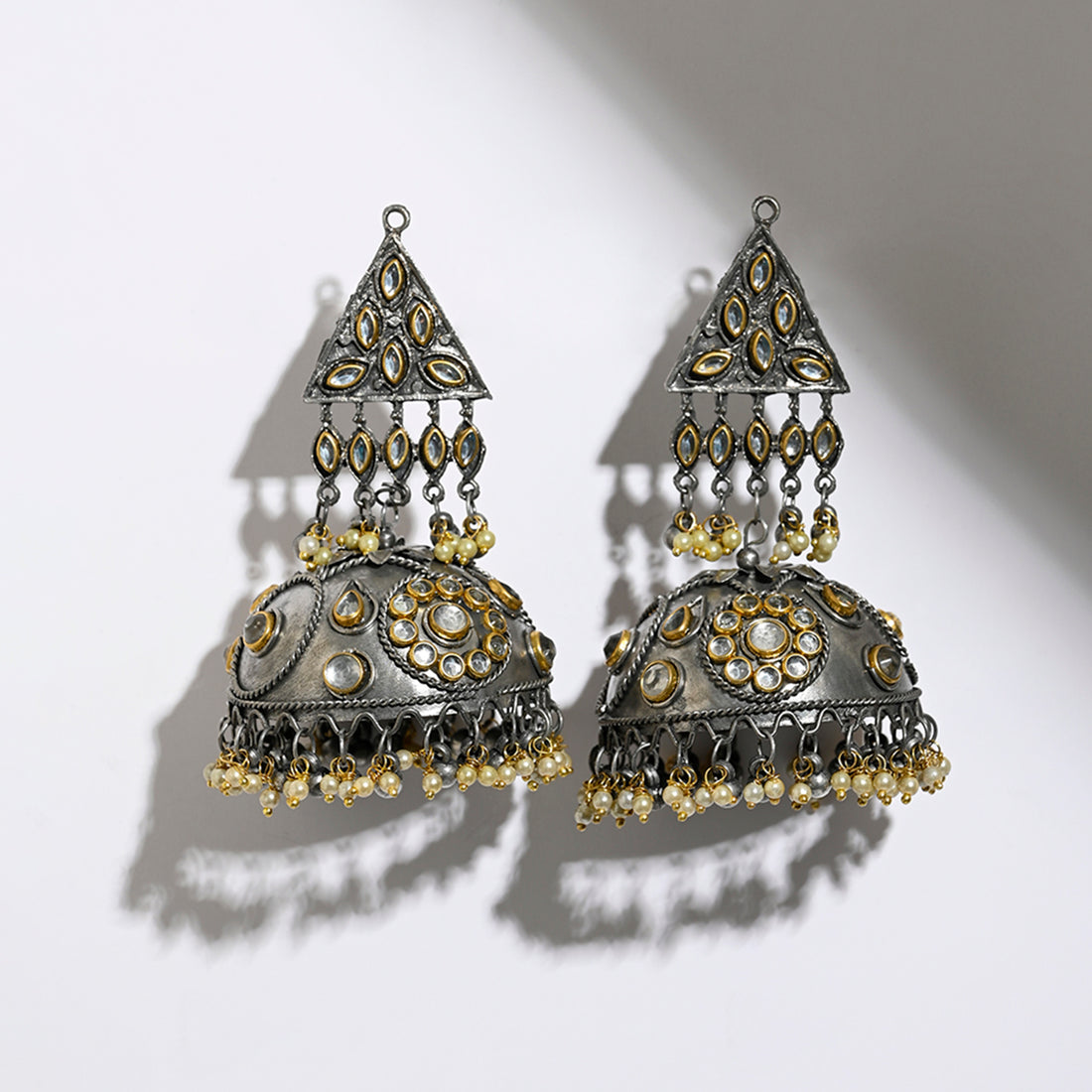 Yashvi Light Weight Oxidised  Jhumka Earrings