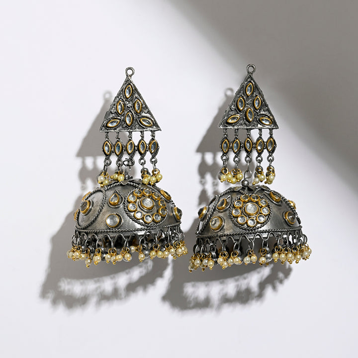 Yashvi Light Weight Oxidised  Jhumka Earrings