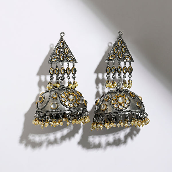 Yashvi Light Weight Oxidised  Jhumka Earrings
