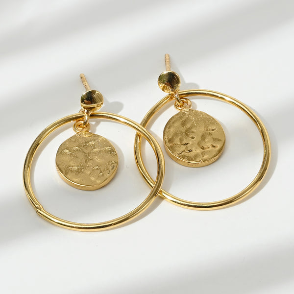 Hammered Coin Disc Earrings