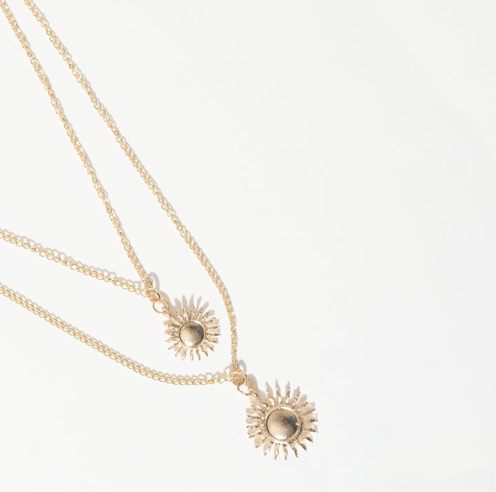 Sun Charm Layered Necklace