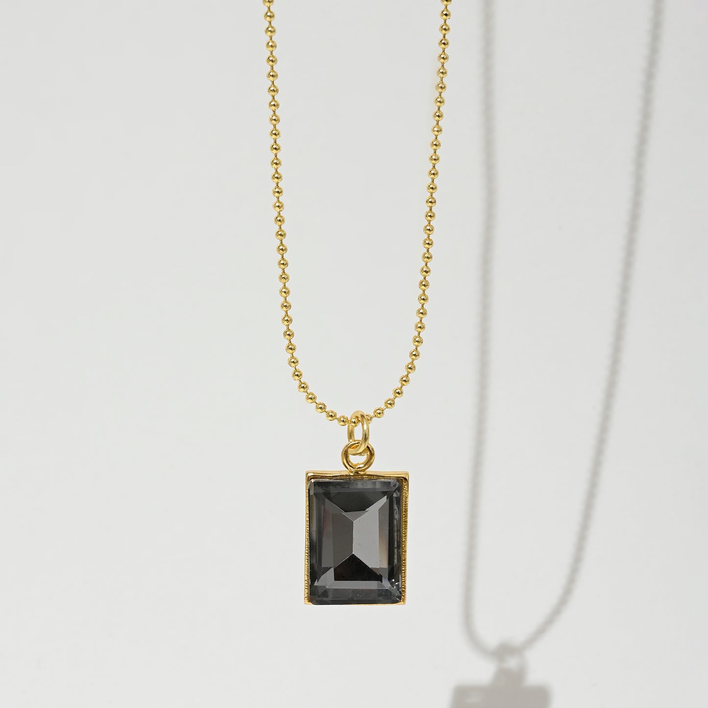 Glass Crystal Square Stone Pendant Necklace