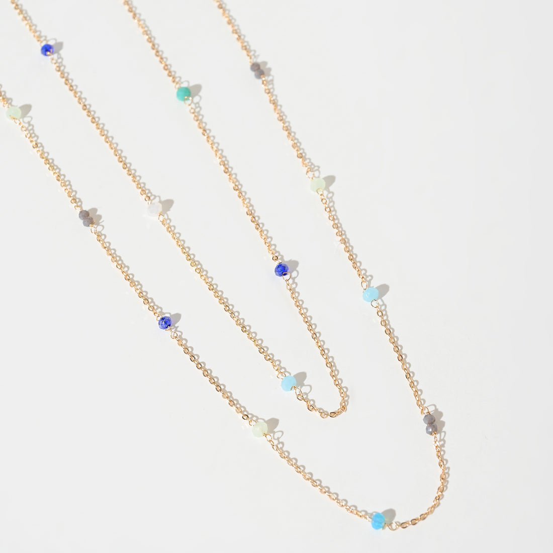 Semi Precious Stones Multi 2 Layer Stone Necklace