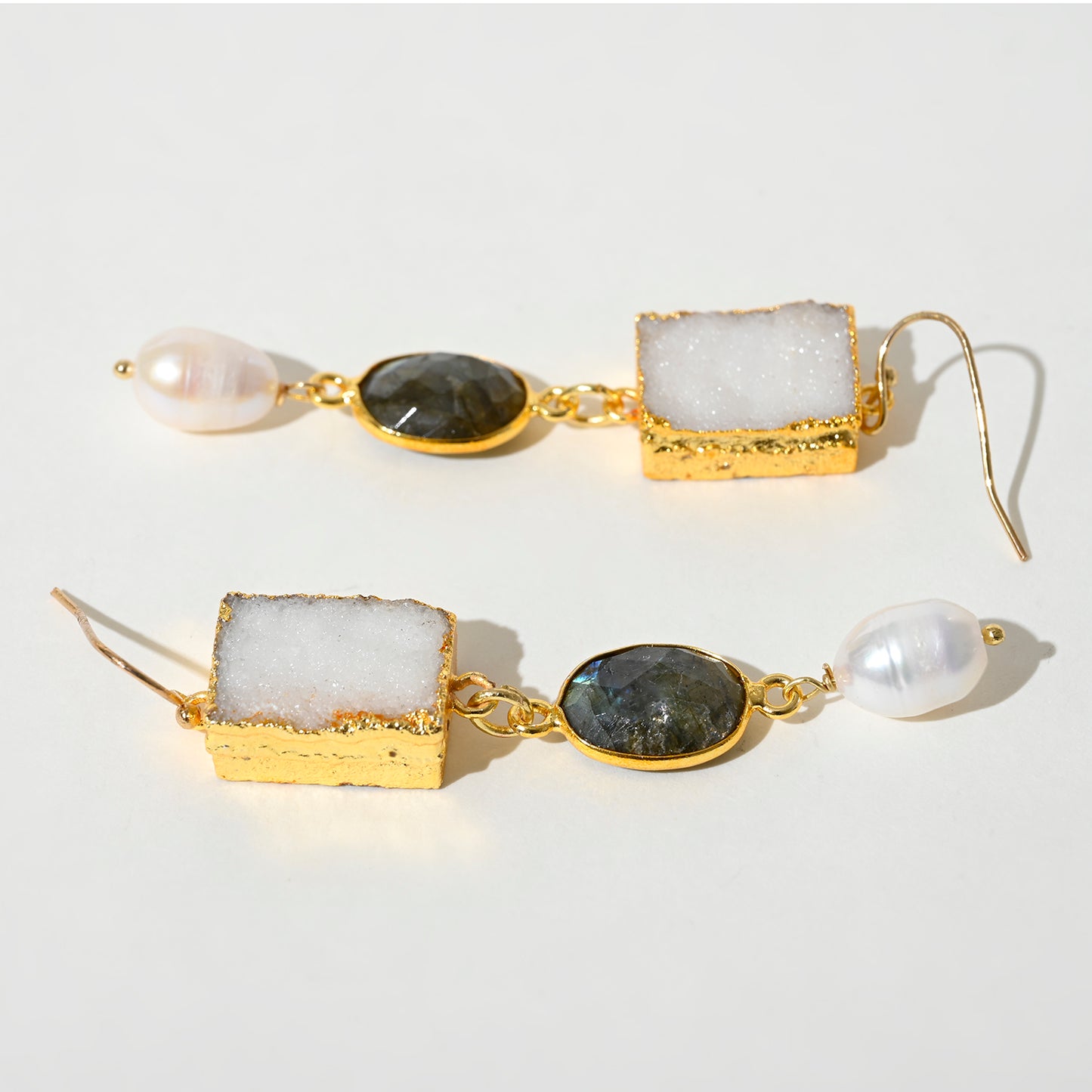 Gemstone Baroque Pearl Drop Earrings
