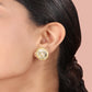 Pearl Semi Precious Lotus Stud Earring