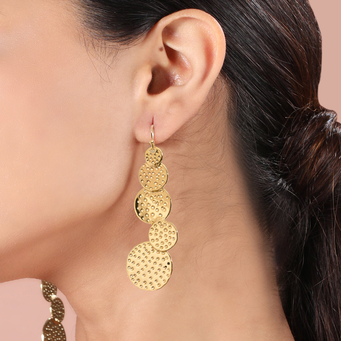 Textured Coin Drop Earrings