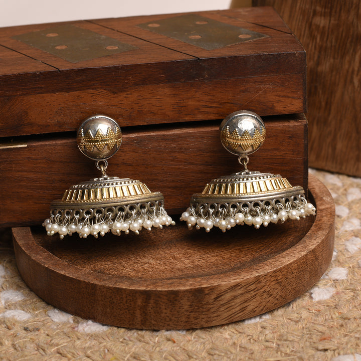 Twin Tone Royal Jhumka Earrings