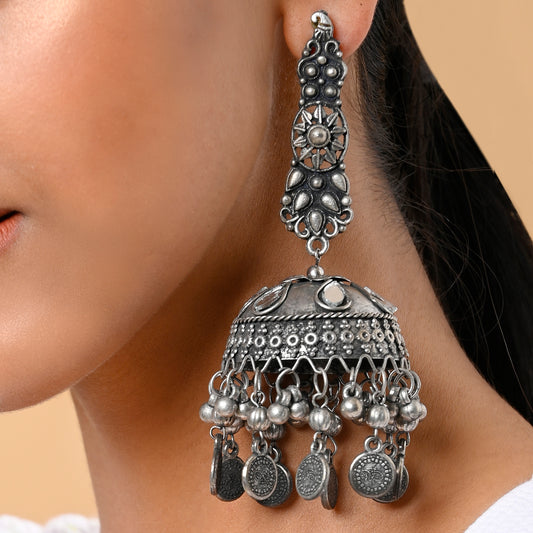 Alisha Light Weight Oxidised  Jhumka Earrings