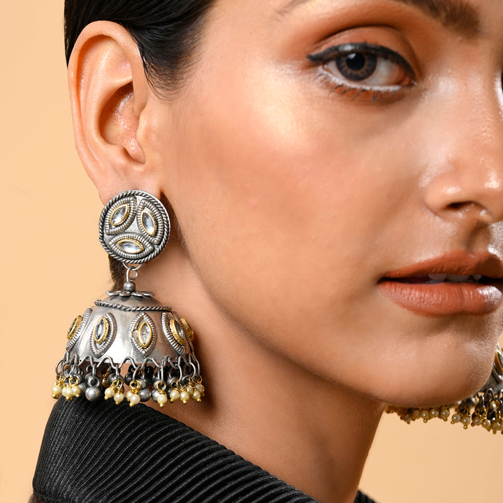 Trisha Light Weight Oxidised  Jhumka Earrings