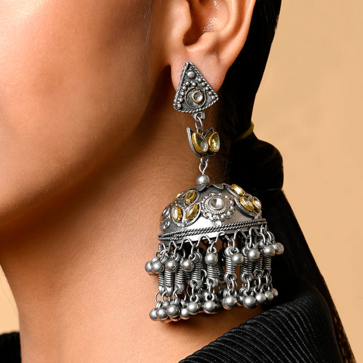 Ruhaani Light Weight Oxidised  Jhumka Earrings