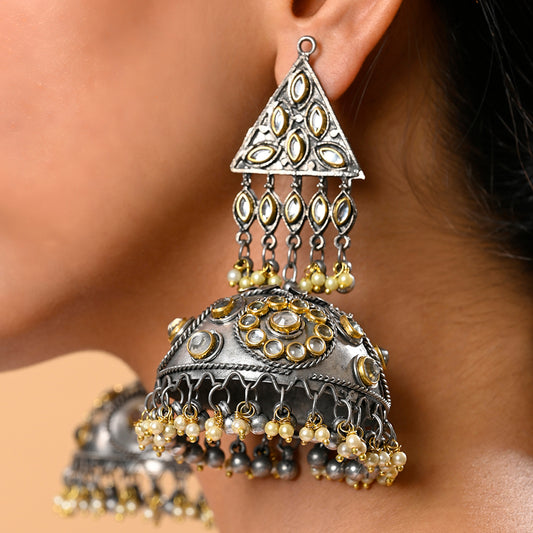 Yashvi Light Weight Oxidised  Jhumka Earrings