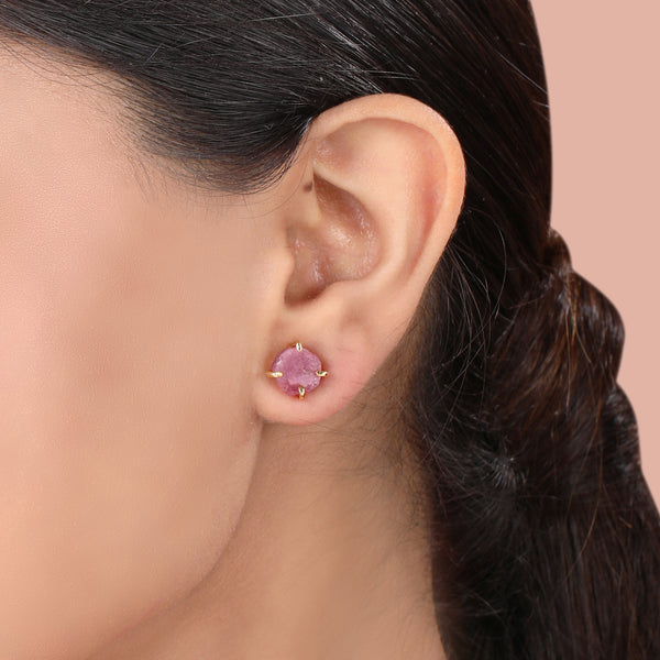 Rose Quartz Semi Precious Stone Earrings