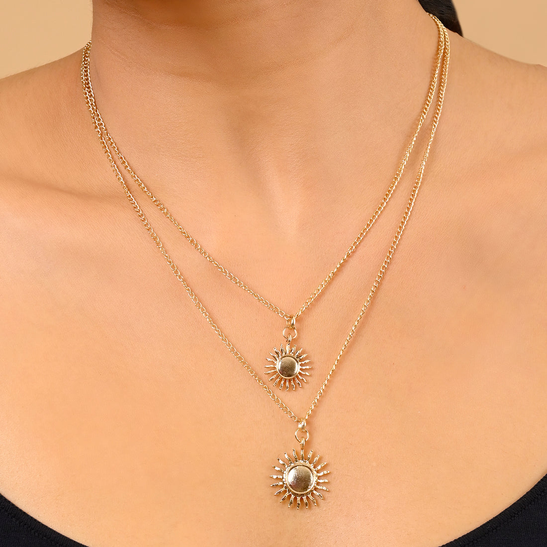 Sun Charm Layered Necklace