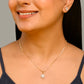 Teardrop Shaped American Diamond Crystal Pendant Set With Earrings