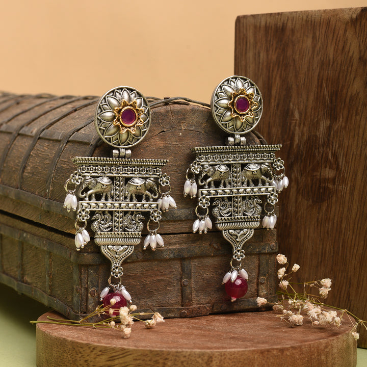 Silver Kamal Blossom Earrings