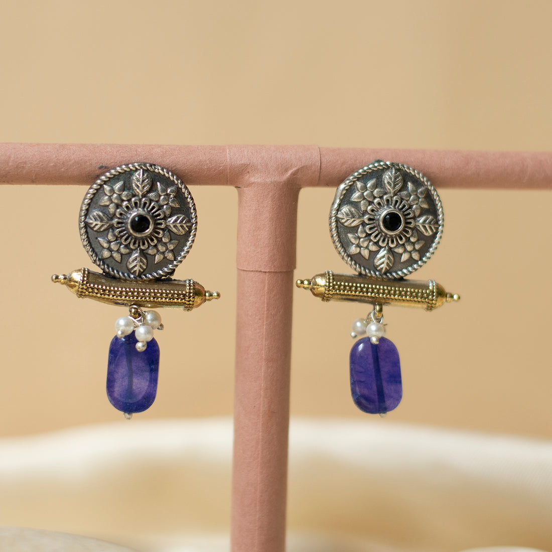 Twin Tone Chandrika Floral Earrings