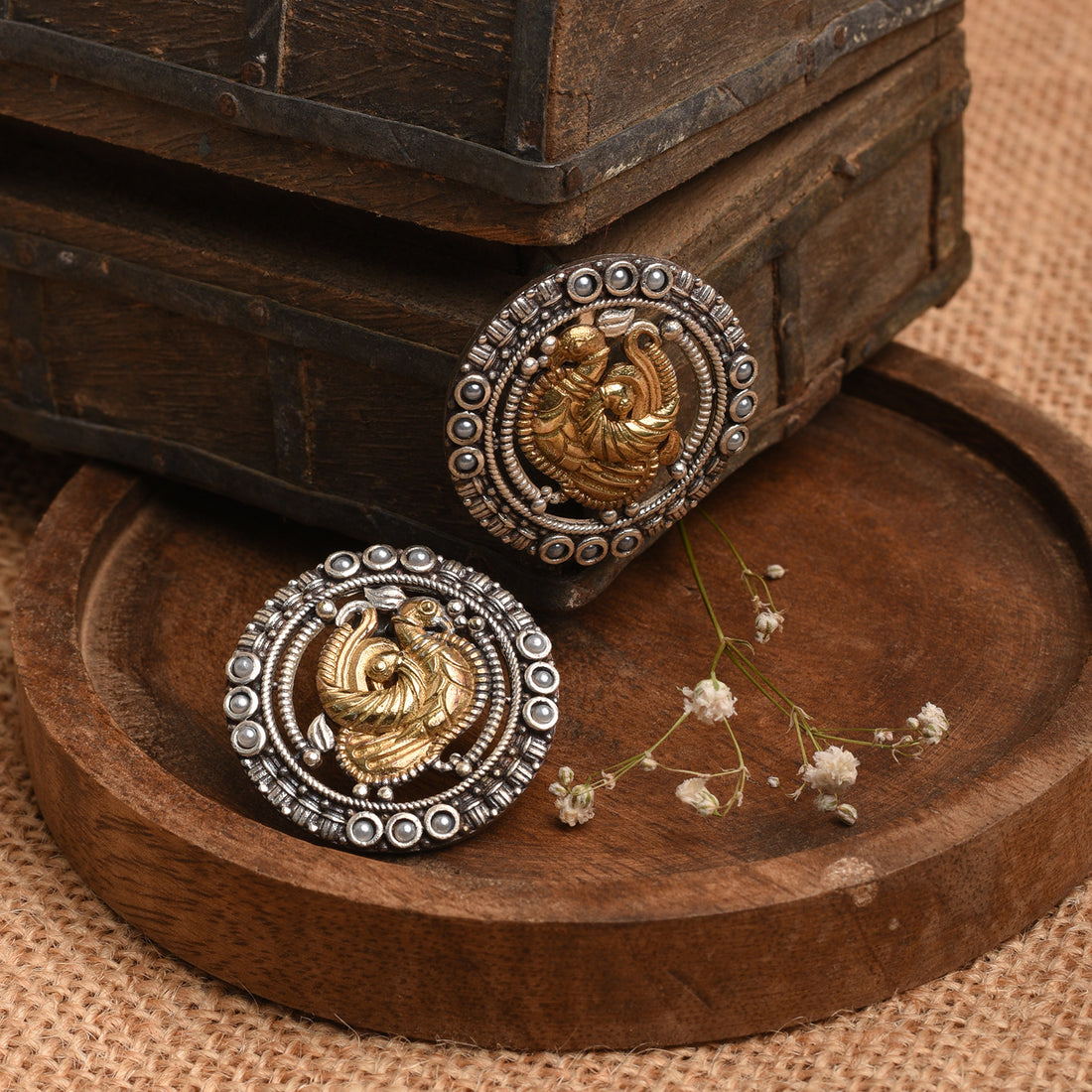 Vintage Peacock Stud Earrings