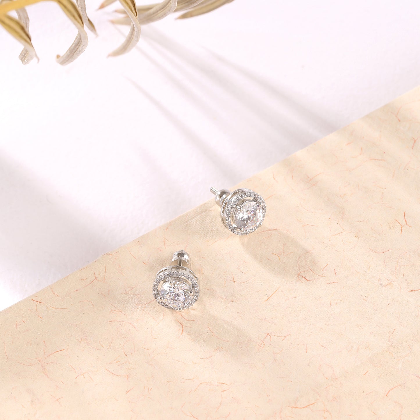 Round Solitaire Studs with Cubic Zirconia