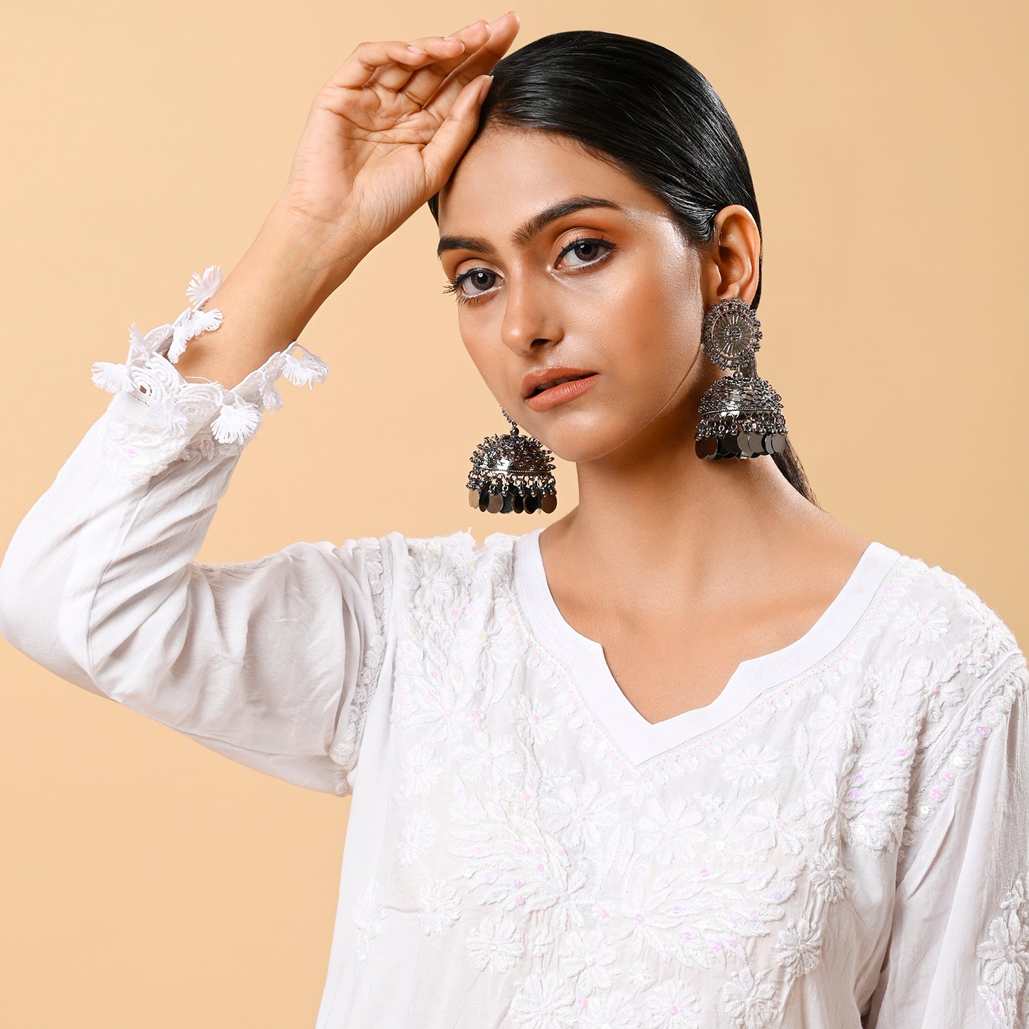 Ishani Light Weight Oxidised  Jhumka Earrings