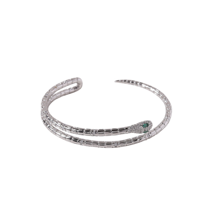 Silver Serpent Bracelet with Cubic Zirconia