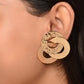 Tri Gold Circular Earrings