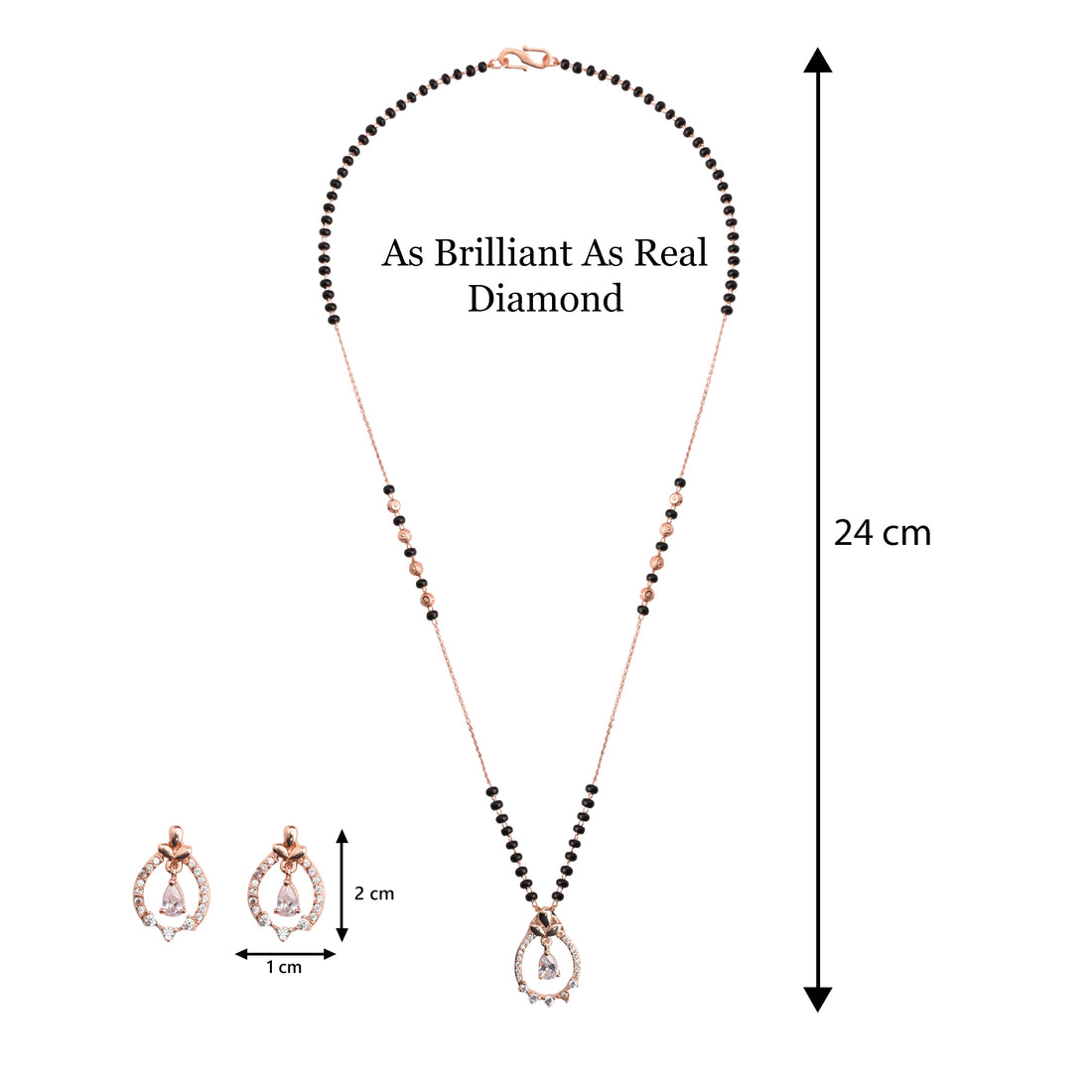 Sparkle Droplet American Diamond Mangalsutra with Earrings