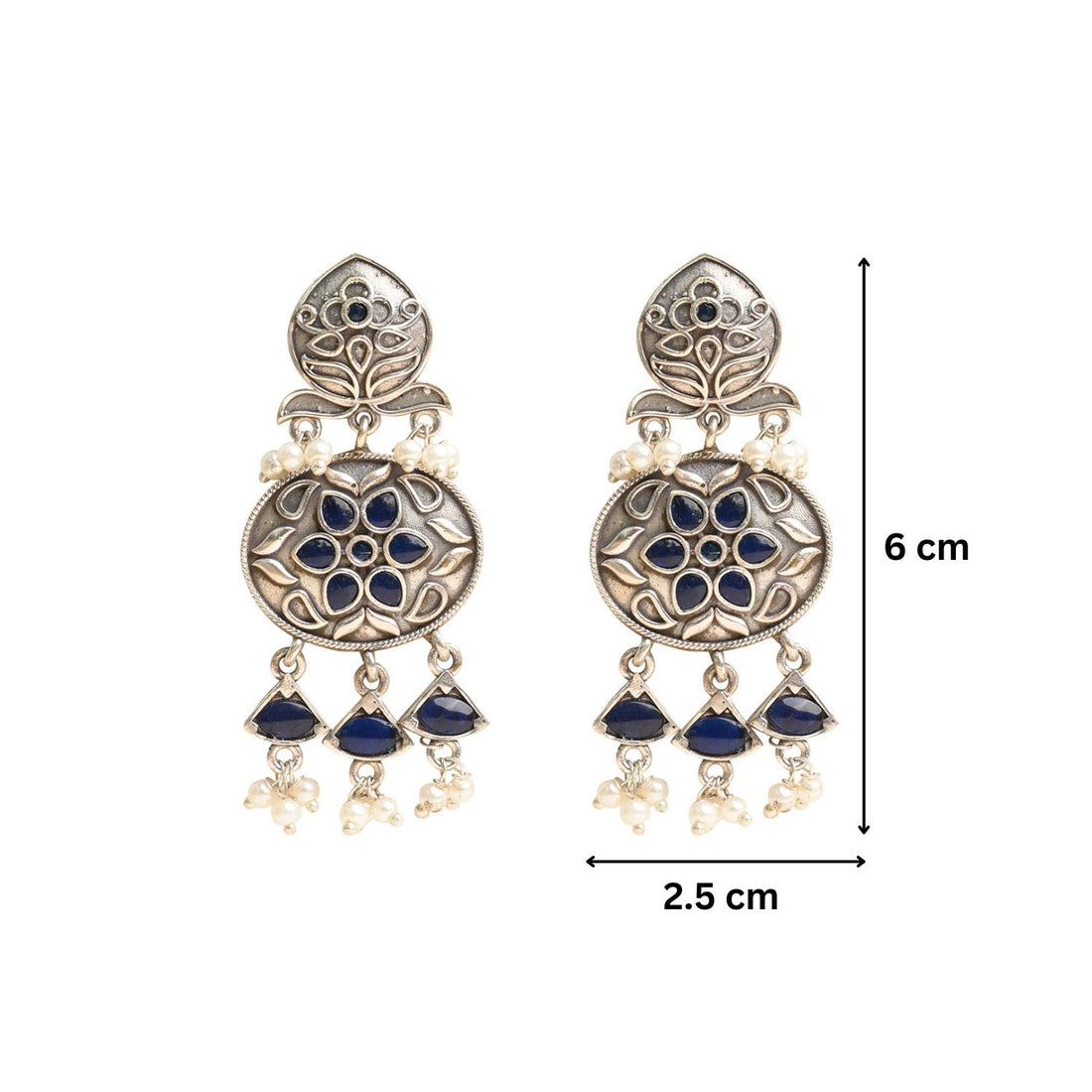 Vintage Blue Nyra Floral Earrings