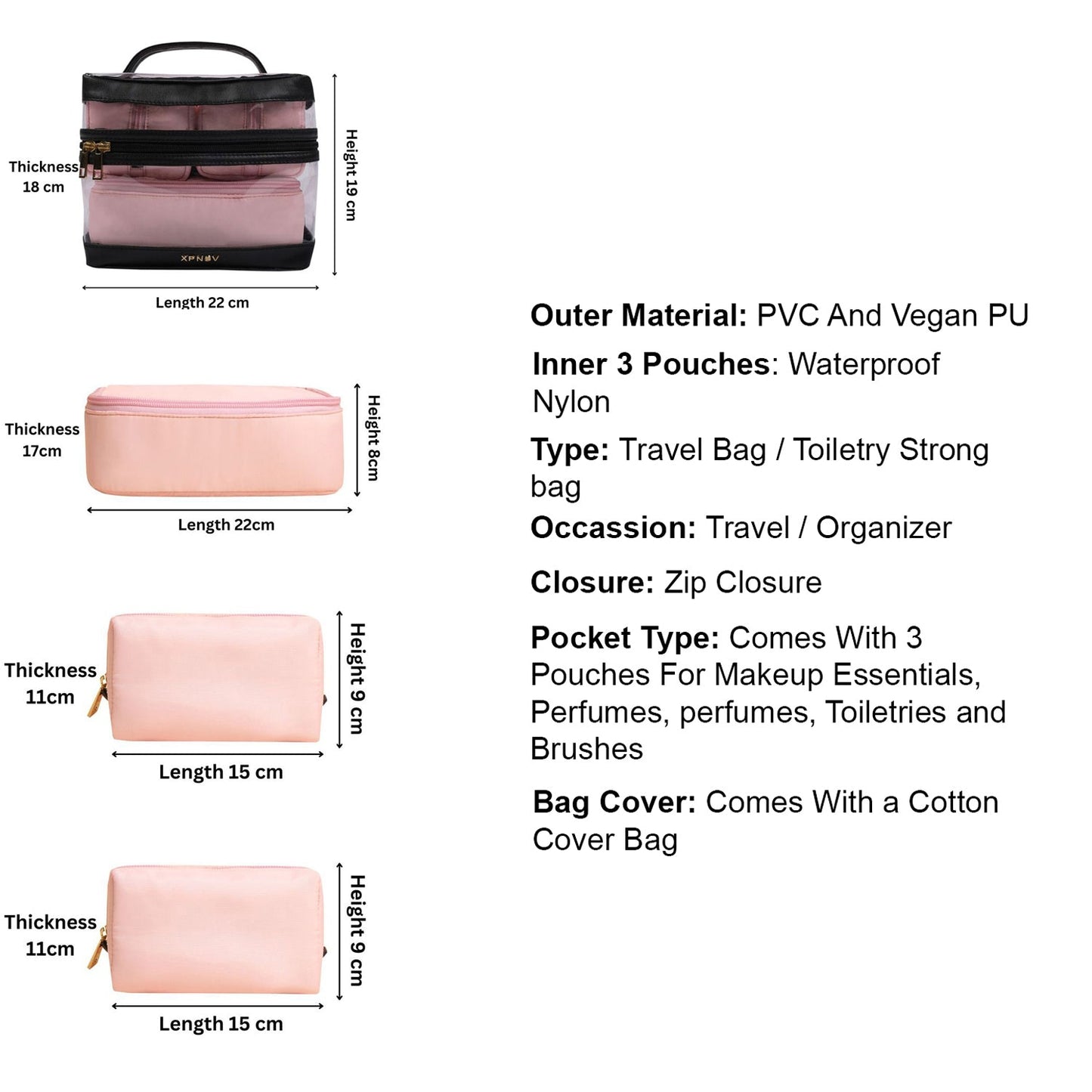 4-In-1 Jet Set Travel Kit Bag - Pink