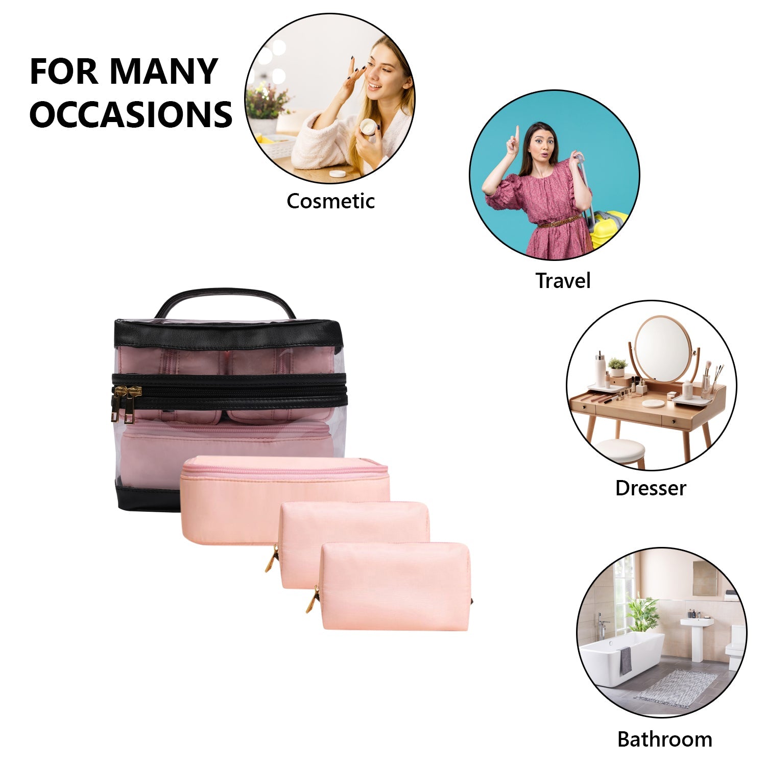 4-In-1 Jet Set Travel Kit Bag - Pink