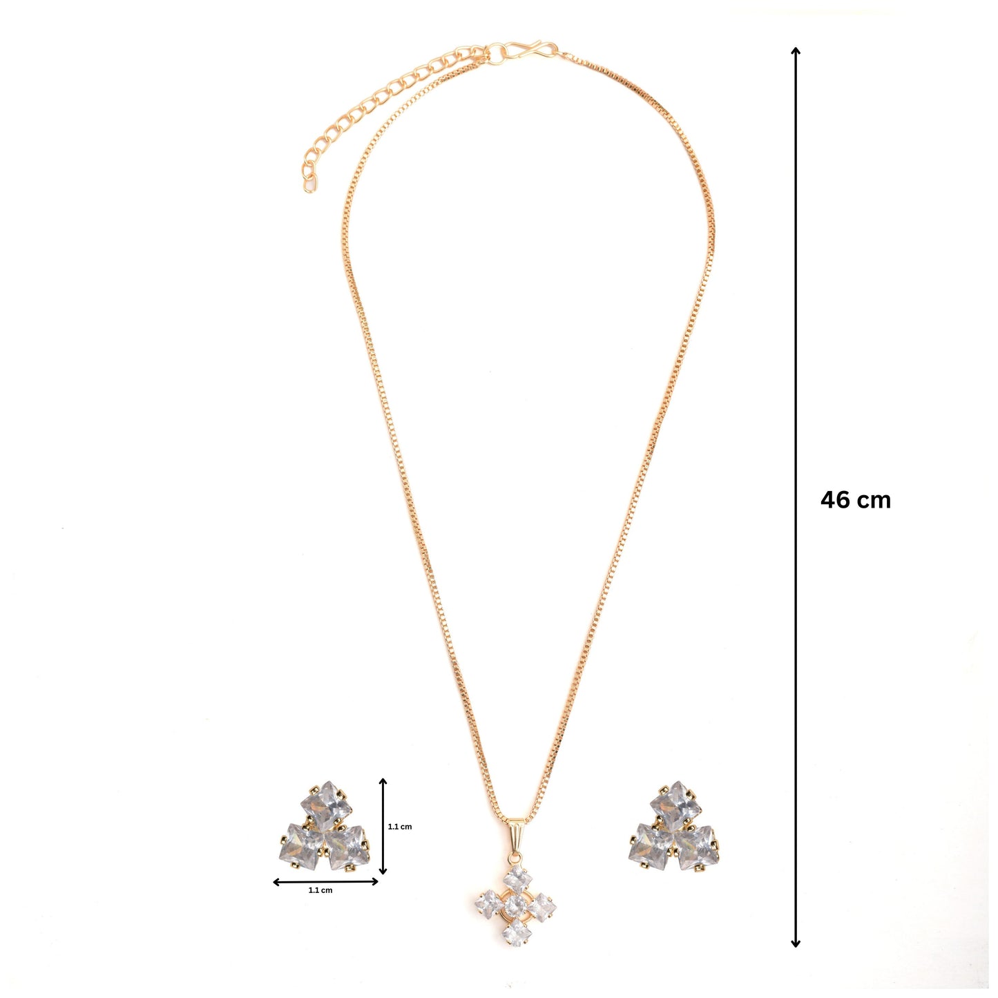 Shimmer American Diamond Crystal Pendant Set With Earrings