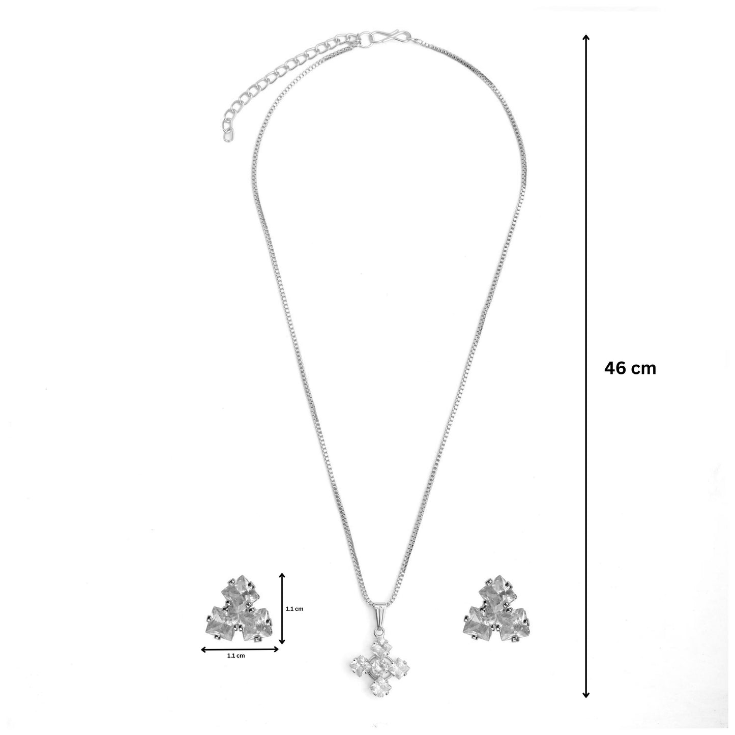 Shimmer American Diamond Crystal Pendant Set With Earrings