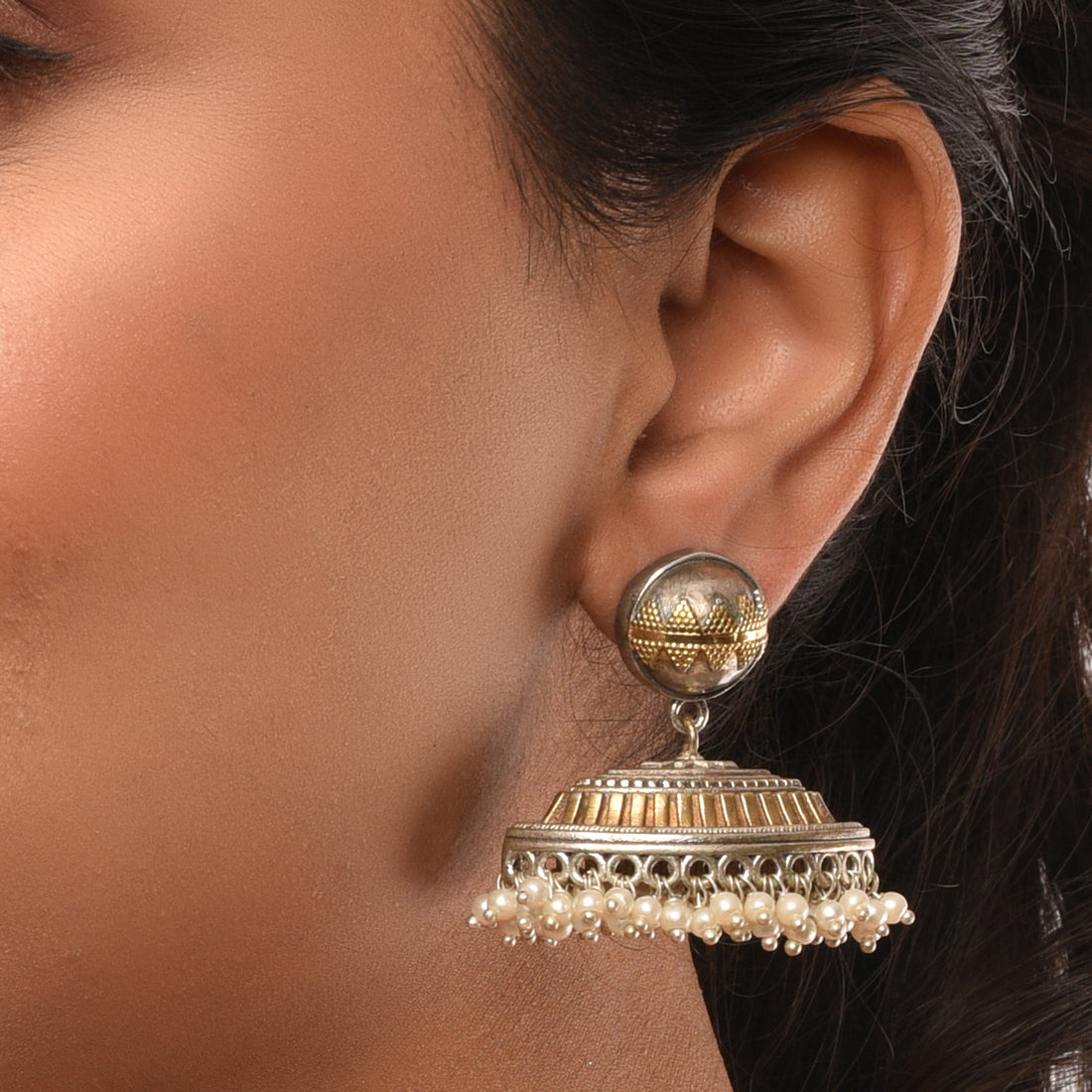 Twin Tone Royal Jhumka Earrings