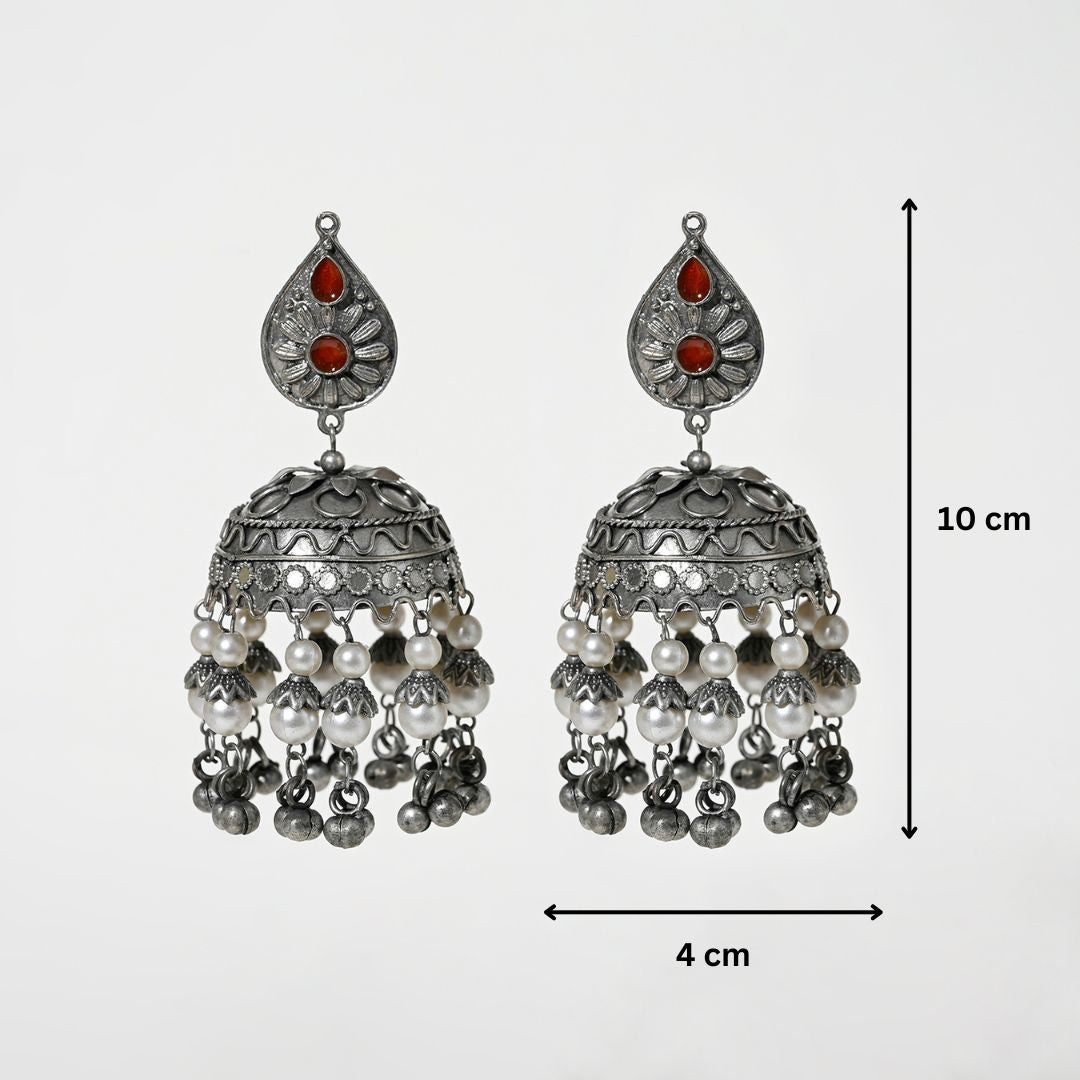 Kavya Light Weight Oxidised  Jhumka Earrings