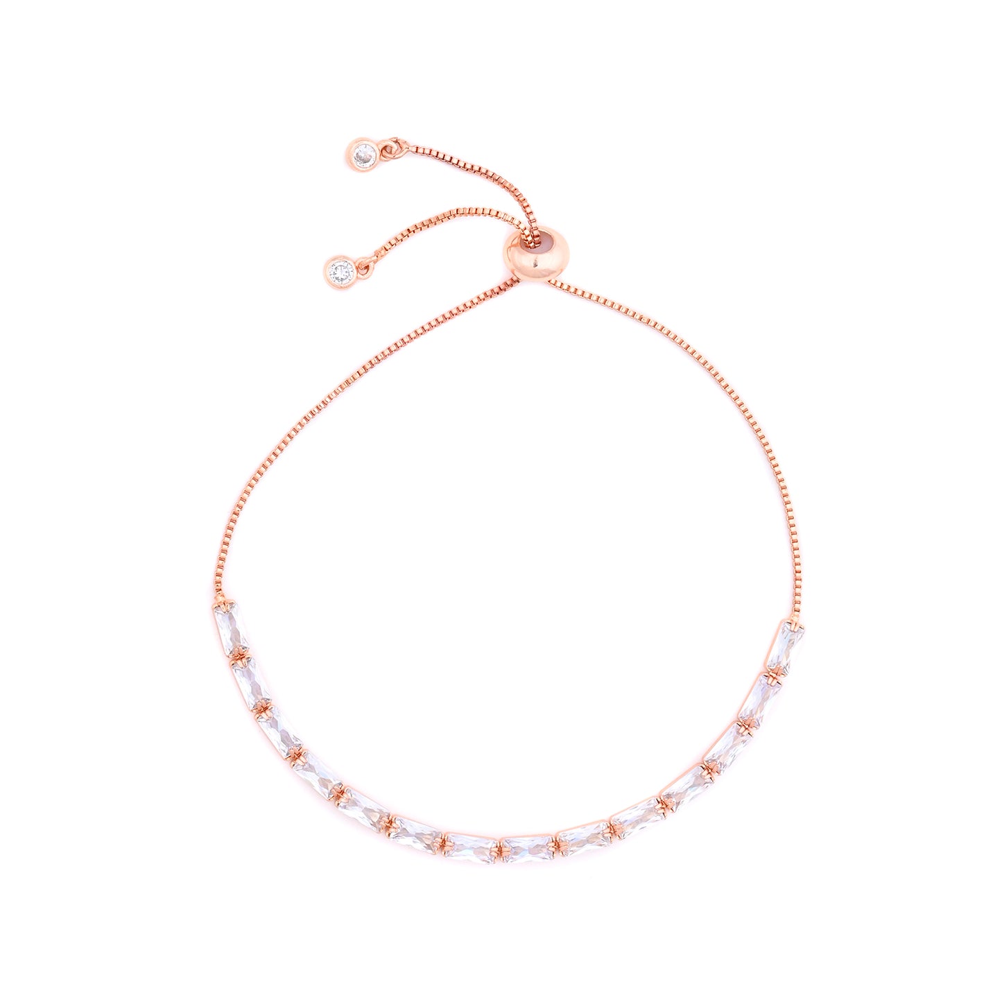 Rose Gold and Glass Stone Tennis Bracelet