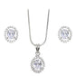 Oval Shaped American Diamond Crystal Pendant Set With Earrings