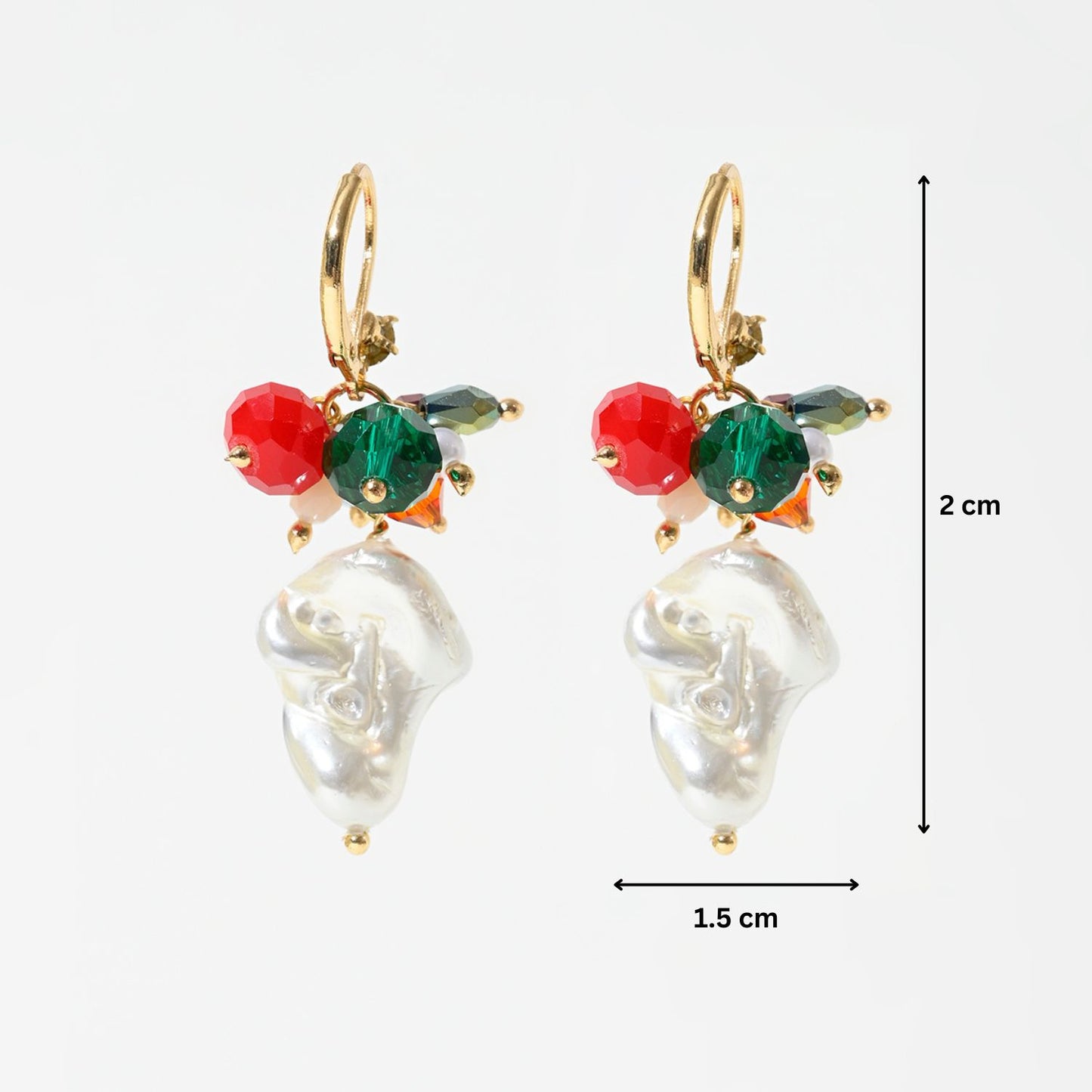 Baroque Pearl Glass Crystal Beads Drop Gold Earrings For Women and Girls