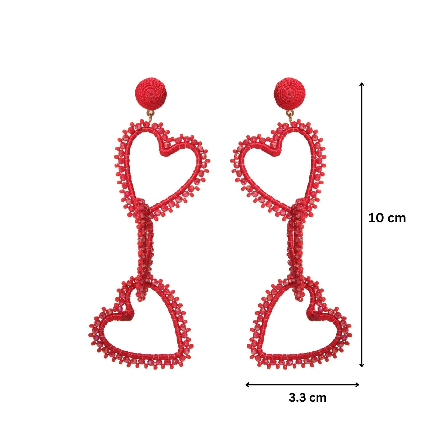 Triple Heart Beaded Bling Earrings