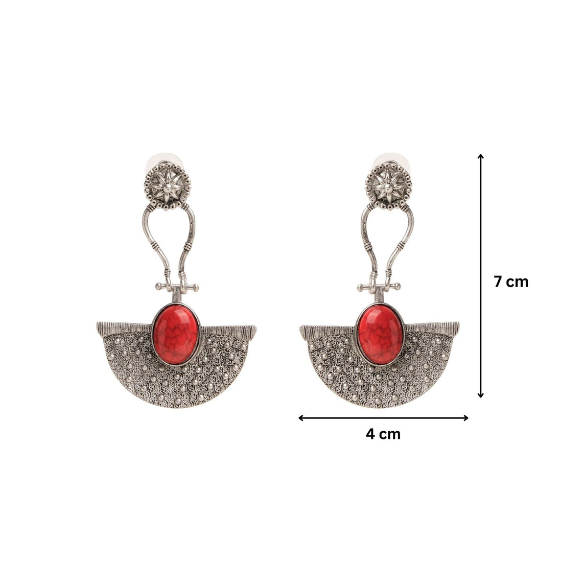 Vintage Tribal Red Oxidised Earrings