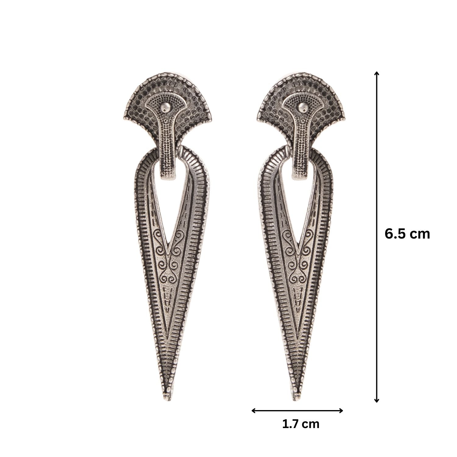Vintage Triangle Silver Oxidised Earrings