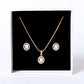 Oval Shaped American Diamond Crystal Pendant Set With Earrings