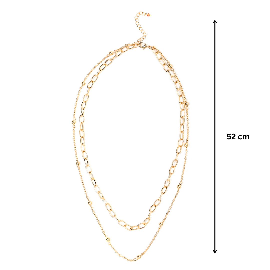 Multi Layered Cable Chain with Ball Chain Necklace